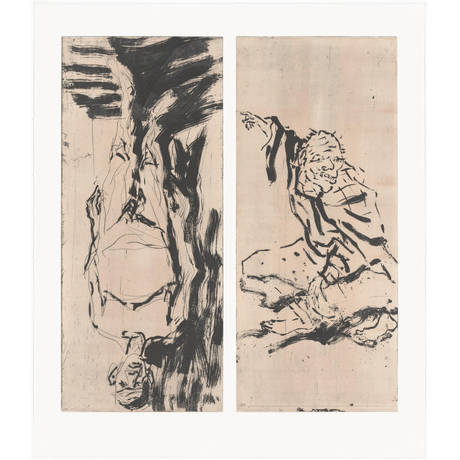 Georg Baselitz<br>Abgang mit Hokusai, 2016